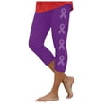 thumbnail image 1 of newwalpole Capri Leggings for Women Floral Printed High Waist Capris Plus Size Casual Knee Length Slim Fit Yoga Cropped Pants Dark Purple for Size M, 1 of 5