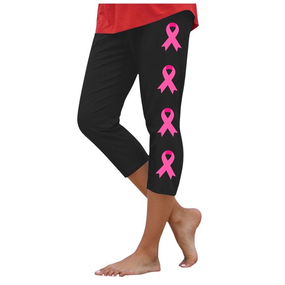 newwalpole Capri Leggings for Women Floral Printed High Waist Capris Plus Size Casual Knee Length Slim Fit Yoga Cropped Pants Pink for Size M