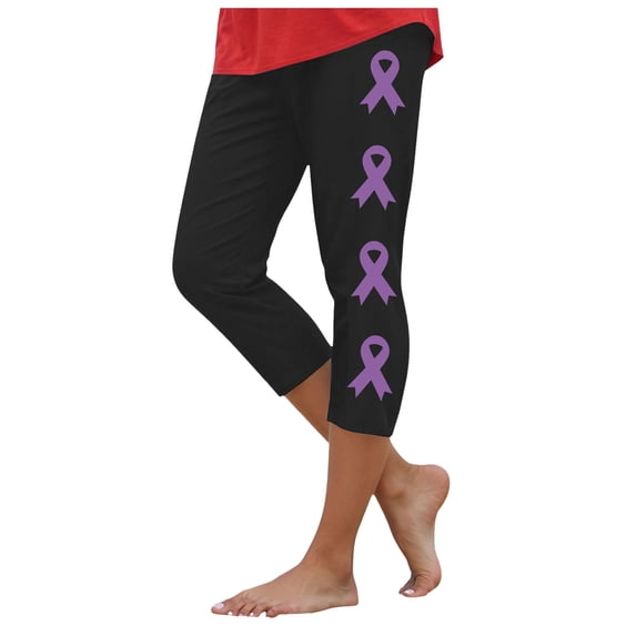 newwalpole Capri Leggings for Women Floral Printed High Waist Capris Plus Size Casual Knee Length Slim Fit Yoga Cropped Pants Purple for Size M