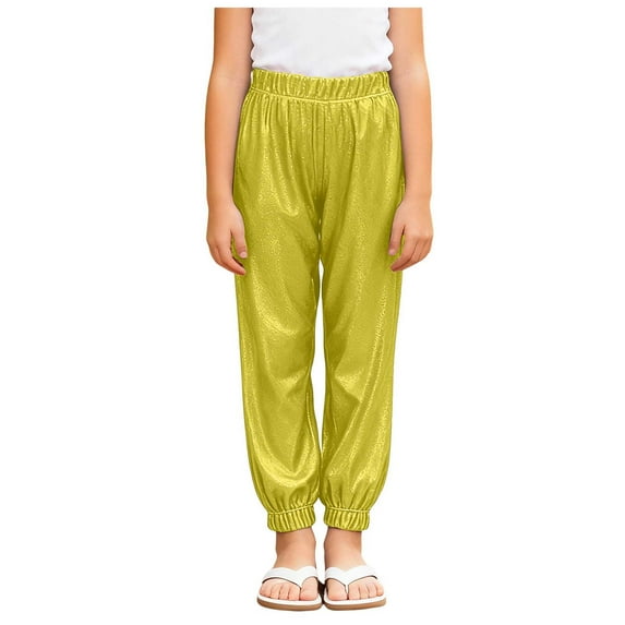 newwalpole Cargo Pants for Girls Hip Hop Glitter Pants Dancing Shiny Pants Streetwear Gold for Size 4-5 Years