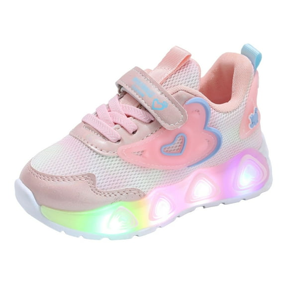 newwalpole Children's Casual Breathable Sneakers - Lightweight Non-Slip Unisex Shoes - Girls Luminous Sport Running Shoes Pink for 8.5