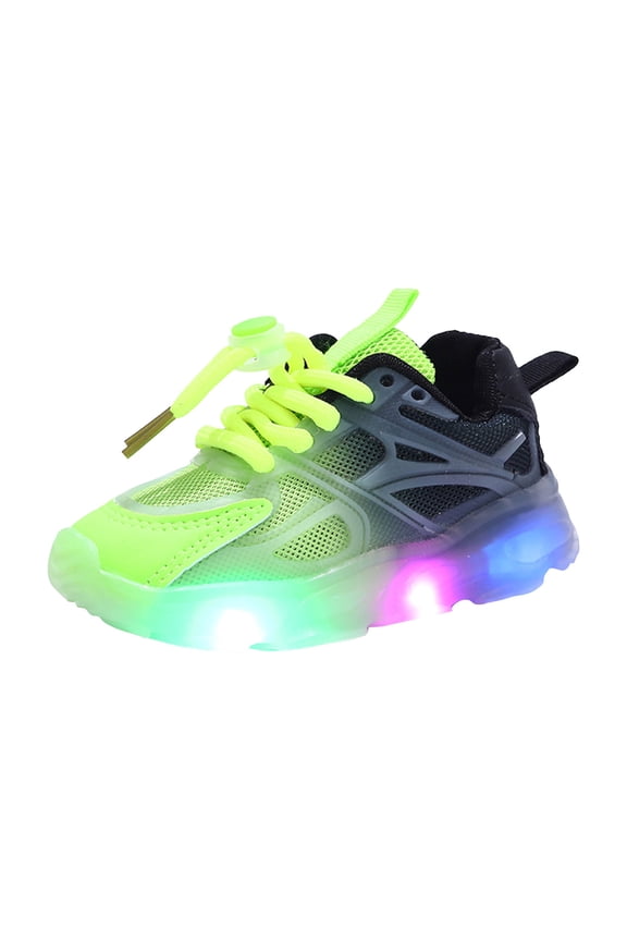 Children's Casual Shoes Boys Breathable Non-Slip Light Sneakers Unisex Luminous Sneakers for Girls Sport Running Shoes Green for Size 9