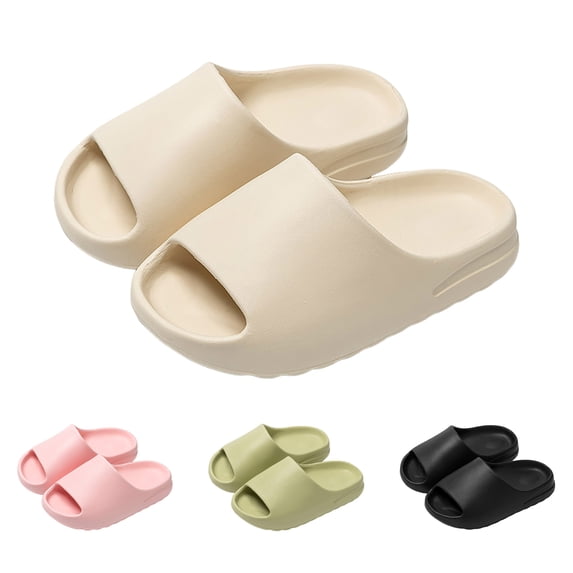 newwalpole Cloud Slides for Boys & Girls - Non-Slip House Slippers for Kids - Beach Slide Sandals in Black, White & Beige Pink for Size 1