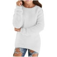 thumbnail image 1 of newwalpole Fall Sweaters for Girls Flannel Fluffy Fuzzy Loose Cozy Long Sleeve Pullover Kids Cute Warm Jumper Sweater White for Size 15-16 Years, 1 of 5