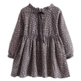 thumbnail image 1 of newwalpole Fashion Little Girls Floral Dress Long Sleeve Ruffled Cute Spring Autumn Gray for Size 7-8 Years, 1 of 9