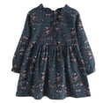 thumbnail image 1 of newwalpole Fashion Little Girls Floral Dress Long Sleeve Ruffled Cute Spring Autumn Green for Size 5-6 Years, 1 of 9