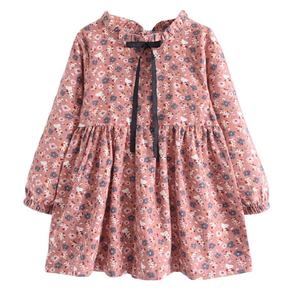 newwalpole Fashion Little Girls Floral Dress Long Sleeve Ruffled Cute Spring Autumn Pink for Size 2-3 Years