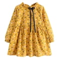 thumbnail image 1 of newwalpole Fashion Little Girls Floral Dress Long Sleeve Ruffled Cute Spring Autumn Yellow for Size 7-8 Years, 1 of 9