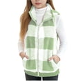 thumbnail image 1 of newwalpole Fleece Vest for Girls Mock Neck Zip up Plaid Vests Comfortable Warm Flannel Jacket Coats for Fall Outfits Green for Size 13-14 Years, 1 of 8
