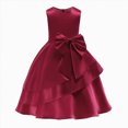 thumbnail image 1 of newwalpole Flower Girl Dress for Wedding Sleeveless Satin Bowknot Tulle Tutu Bridesmaid Baptism Pageant Birthday Party Prom Gown(Wine,2-3 Years), 1 of 8