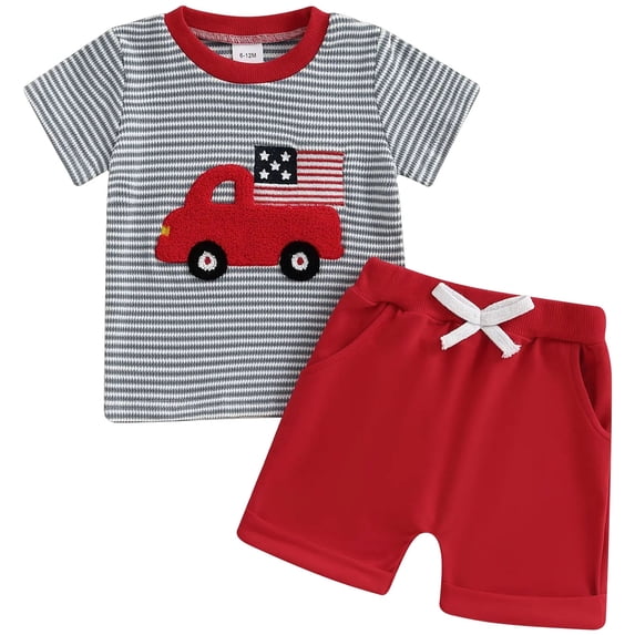 newwalpole Football Baby Boy Girl Outfit Toddler Rugby Embroidery T Shirt Top Shorts Football Outfits Cute Summer Clothes Red for Size 2-3 Years