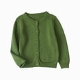 thumbnail image 1 of newwalpole Girl's Crewneck Lightweight Button-up Cardigan Cotton Knit Sweater Casual Cute Outerwear(Green,7-8 Years), 1 of 9
