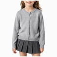 thumbnail image 1 of newwalpole Girl's Crewneck Lightweight Button-up Cardigan Cotton Knit Sweater Casual Cute Outerwear(Grey,9-10 Years), 1 of 9