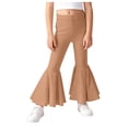 thumbnail image 1 of newwalpole Girl's Flare Leggings High Waist Bell Bottom Pants Dance Casual Pants Kids Print Stretch Hippie Pants Khaki for Size 6-7 Years, 1 of 8
