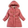 thumbnail image 1 of newwalpole Girl's Sherpa Long Winter Coat Thicken Warm Parka Durable Waterproof Puffer Ski Jacket Watermelon Red for Size 5-6 Years, 1 of 8