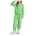 thumbnail image 1 of newwalpole Girls 2 Piece Outfits Hoodie Zip Drop Shoulder Sweatshirt and Sweatpants Set with Pockets Sweatsuit Fall Clothes Light Green for Size 9-10 Years, 1 of 7