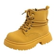 thumbnail image 1 of newwalpole Girls Ankle Boots Lace Up Combat Boot Side Zipper Comfortable Boys Boots Yellow for Size 10, 1 of 9