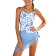 thumbnail image 1 of newwalpole Girls Bathing Suit Size 9-16 Teen Cutout Adjustable Strap One Piece Swimsuits with Mesh Cover Up Sky Blue for Size 7-8 Years, 1 of 5
