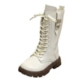 thumbnail image 1 of newwalpole Girls Boots Girls Boots Durable Leather Mid Calf With Side Zipper And Lace Up Design Comfort Wear Beige for Size 12.5, 1 of 7
