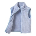 thumbnail image 1 of newwalpole Girls' Boys Sherpa Fleece Vest Outwear Lightweight Solid Color Cute Jacket with Pockets Blue for Size 6-7 Years, 1 of 4