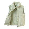 thumbnail image 1 of newwalpole Girls' Boys Sherpa Fleece Vest Outwear Lightweight Solid Color Cute Jacket with Pockets Green for Size 10-11 Years, 1 of 4