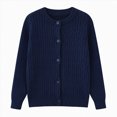 thumbnail image 1 of newwalpole Girls Cardigan Long Sleeve Chunky Cable Knit Cardigan for Girls Button Front Uniform School Sweater(Blue,3-4 Years), 1 of 9