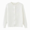 thumbnail image 1 of newwalpole Girls Cardigan Long Sleeve Chunky Cable Knit Cardigan for Girls Button Front Uniform School Sweater(White,5-6 Years), 1 of 8