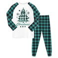 thumbnail image 1 of newwalpole Girls Christmas Pajamas Holiday Pjs for Kids Santa Long Sleeve Sleepwear Mint Green for Size 3-4 Years, 1 of 7