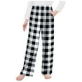 thumbnail image 1 of newwalpole Girls Christmas Pants with Pockets Soft Long Loose Kids Plaid Bottom Indoor Outdoor Xmas Holiday Black for Size 6-7 Years, 1 of 3
