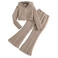 thumbnail image 1 of newwalpole Girls Clothes 2Pcs Long Sleeve Zip Up Hoodie Sweatshirt & Pant Girl Fall Winter Outfits Set Gray for Size 9-10 Years, 1 of 7