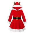 thumbnail image 1 of newwalpole Girls Cosplay Christmas Holiday Long Sleeve Hooded Santa Dress for Big Kids Red for Size 6-7 Years, 1 of 7
