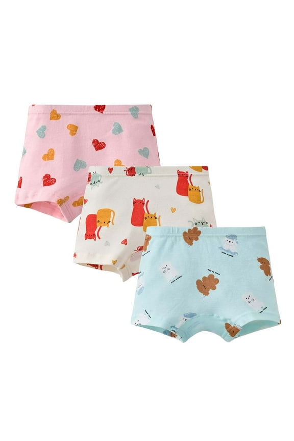 Girls Cotton Underwear Soft Boy Shorts Kids Boxer Briefs Panties(Pack of 3) Light Blue for Size 6-7 Years