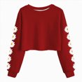 thumbnail image 1 of newwalpole Girls Crop Tops Kids Long Sleeve Pullover Sweatshirts Girls Cropped Crewneck Sweatshirt for Teen Girl | Kids Crop Tops Cute Fall Fashion Sweatshirt for 5-14 Years (Wine, 10-11 Years), 1 of 4