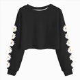 thumbnail image 1 of newwalpole Girls Crop Tops Kids Long Sleeve Pullover Sweatshirts Girls Cropped Crewneck Sweatshirt for Teen Girl | Kids Crop Tops Cute Fall Fashion Sweatshirt for 5-14 Years (Black, 12-13 Years), 1 of 4