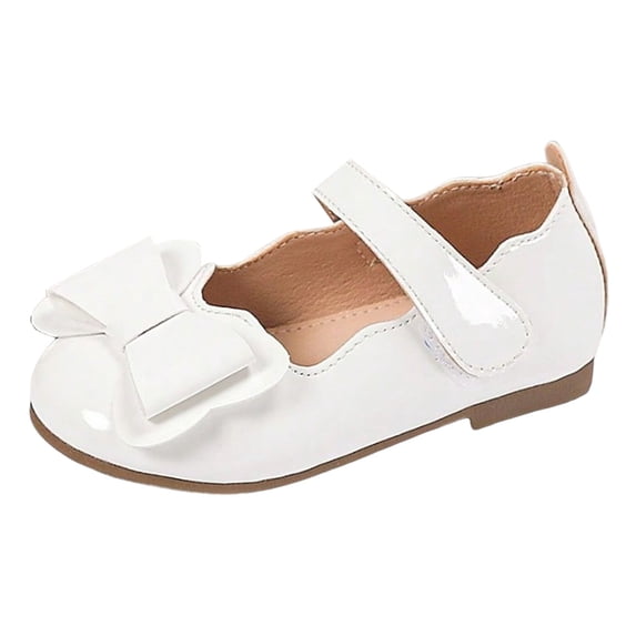 newwalpole Girls Dress Shoes Toddler Mary Jane Shoes Flats with Bow for Toddler/Little/Big Kids White for Size 11