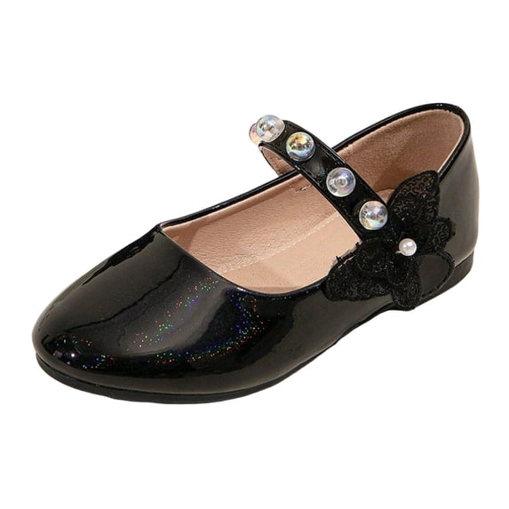 newwalpole Girls Dress Shoes White Flower Girl Shoe Mary Jane Low Heels for Wedding (Toddler/Little/Big Kid) Black for Size 13