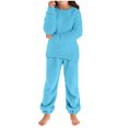 thumbnail image 1 of newwalpole Girls Fuzzy Pants Set Fleece Outfits Winter Flannel Loose Fluffy Pullover Sweatshirt Top Pants Sweatsuit Sky Blue for Size 9-10 Years, 1 of 6