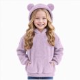 thumbnail image 1 of newwalpole Girls Hoodies Fuzzy Sweater Warm Sherpa Top Kids Pullover Sweatshirts With Pockets(Purple,12-13 Years), 1 of 6