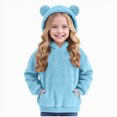 thumbnail image 1 of newwalpole Girls Hoodies Fuzzy Sweater Warm Sherpa Top Kids Pullover Sweatshirts With Pockets(Sky Blue,8-9 Years), 1 of 6