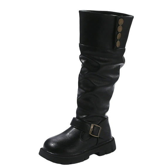 newwalpole Girls Knee High Fashion Riding Boots for Toddler/Little Kid/Big Kid Black for Size 27