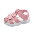 thumbnail image 1 of newwalpole Girls Leather Soft Closed Toe Princess Flat Shoes Summer Sandals(Toddler/Little Kid) Pink for Size 6, 1 of 4