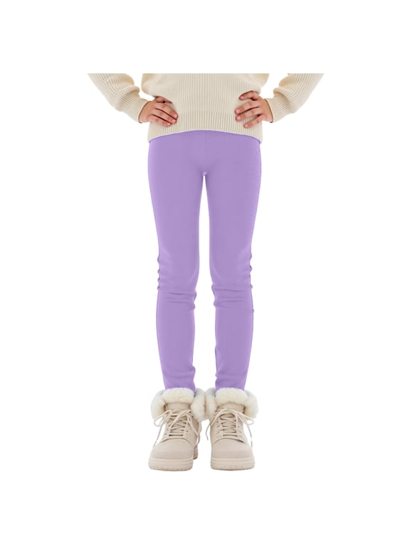 Girls Leggings High Waist Athletic Yoga Pants with Pockets Dance Running Tights Purple for Size 7-8 Years