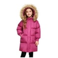 thumbnail image 1 of newwalpole Girls Long Puffer Coat Fuzzy Hooded Puffer Jacket Kids Heavyweight Warm Insulated Parka Outerwear Winter Snow Coats Hot Pink for Size 3-4 Years, 1 of 5