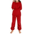 thumbnail image 1 of newwalpole Girls Pants Sets Two Pieces Kids Comfy Lightweight Long Sleeve Fleece Sets with Pockets Red for Size 9-10 Years, 1 of 6