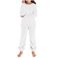 thumbnail image 1 of newwalpole Girls Pants Sets Two Pieces Kids Comfy Lightweight Long Sleeve Fleece Sets with Pockets White for Size 7-8 Years, 1 of 6