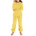 thumbnail image 1 of newwalpole Girls Pants Sets Two Pieces Kids Comfy Lightweight Long Sleeve Fleece Sets with Pockets Yellow for Size 5-6 Years, 1 of 6