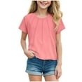 thumbnail image 1 of newwalpole Girls Pleated T Shirts Kids Summer Short Sleeve Fashion Tops Tees 5-14 Years Pink for Size 7-8 Years, 1 of 3