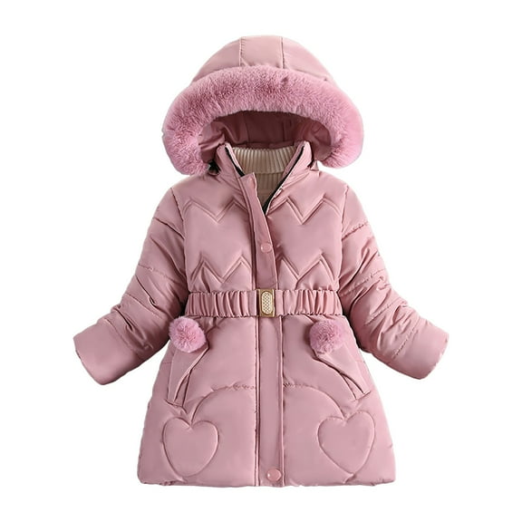 newwalpole Girls' Puffer Jacket Soft Fleece Lined Warm Hooded Winter Coat Pink for Size 4-5 Years