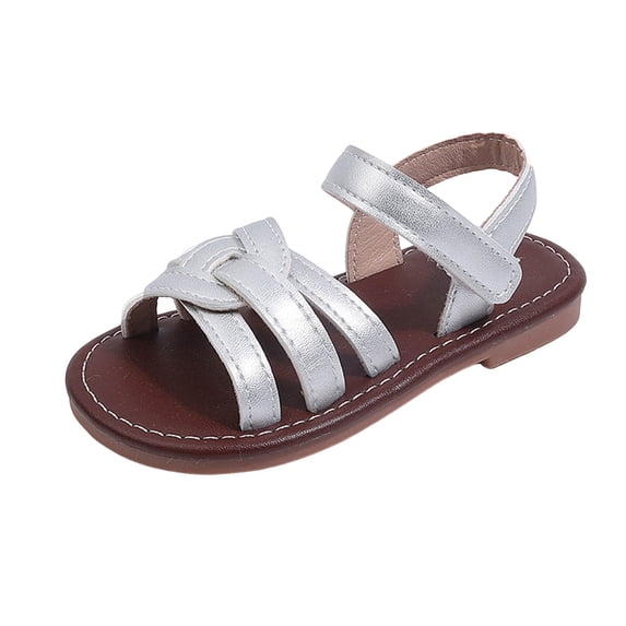 newwalpole Girls Sandal Dress Shoe for Toddler/Little Kid Party School Shoe Silver for Size 10