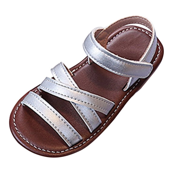 newwalpole Girls Sandals Summer Flats Dress Sandals Shoes Toddler/Little Kid Silver for Size 10